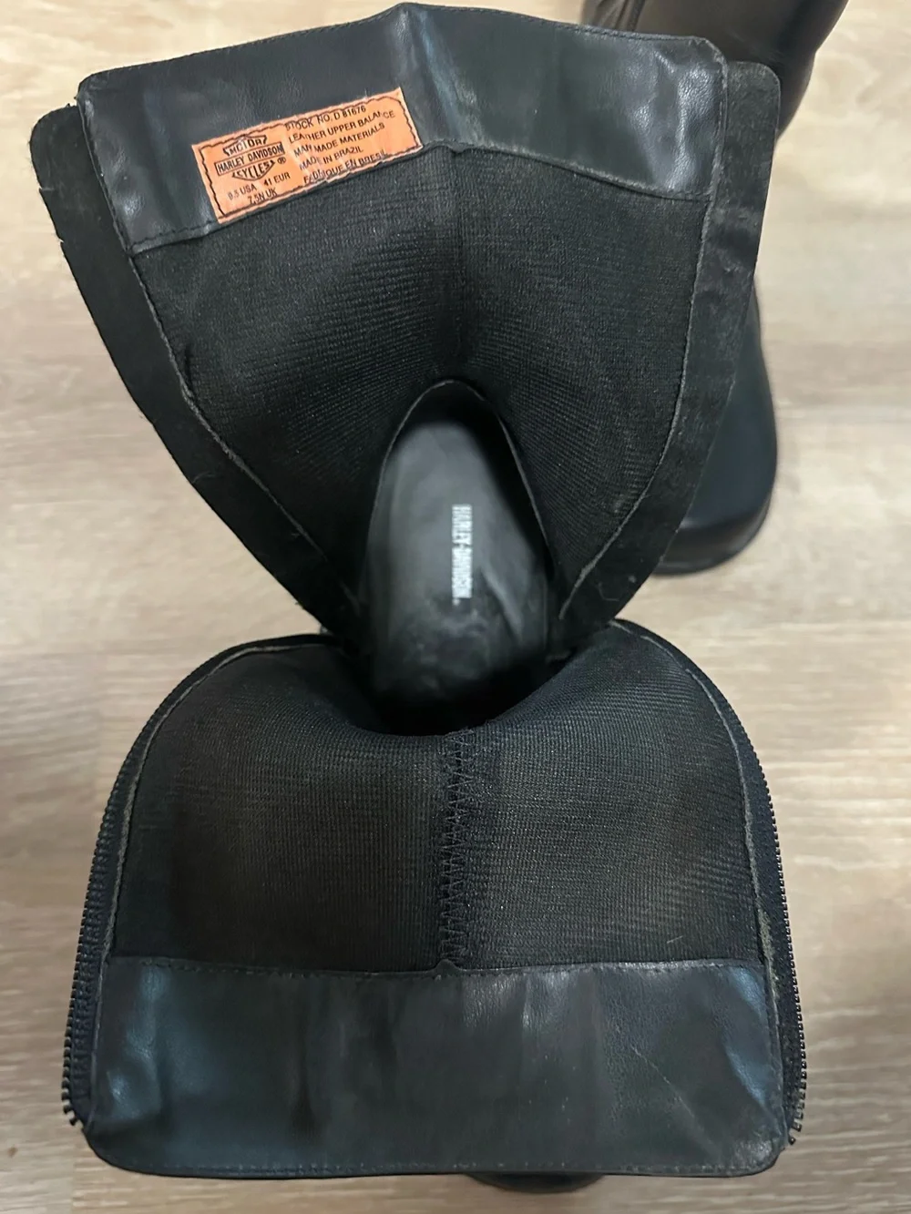 VTG Harley Davidson Scorch Black Leather Flame Block Heel Boots 9.5